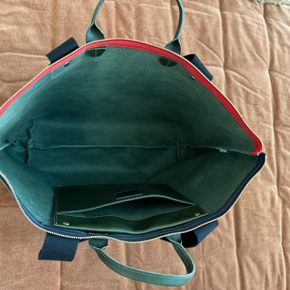 Clare V green leather zip tote bag Le Zip - Picture 3 of 9